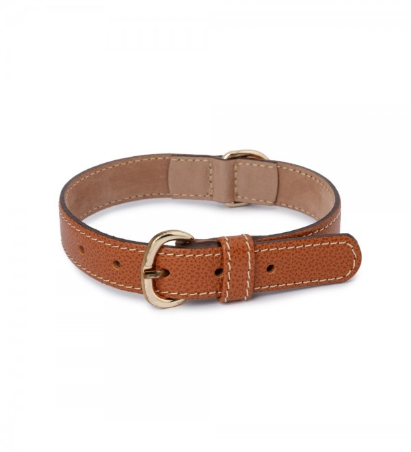 Leather Dog Collar Praga Camel