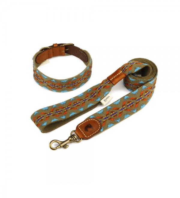 Collar Etna Green Leather Dog