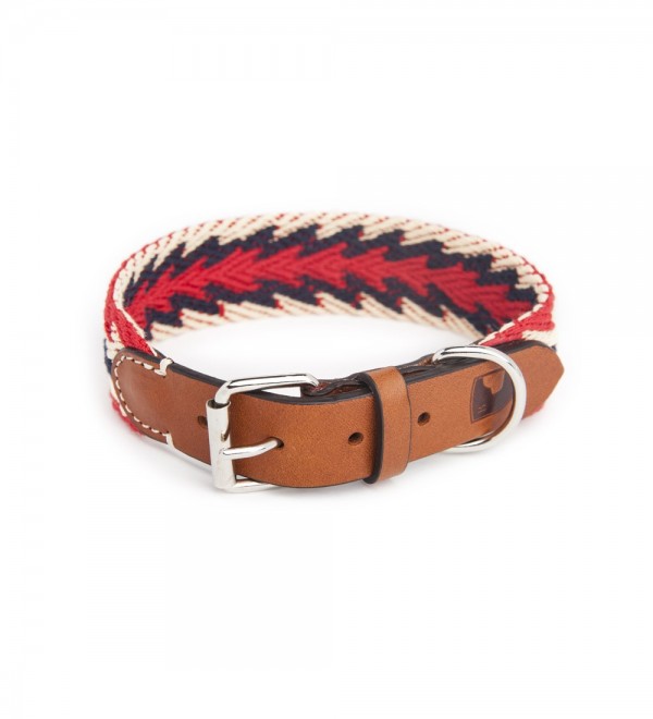 Collar Leather Dog Peruvian Arrow Red