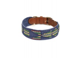 Collar Leather Dog Etna Blue