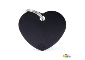 Chapa Perro Basic Corazón Grande Negro