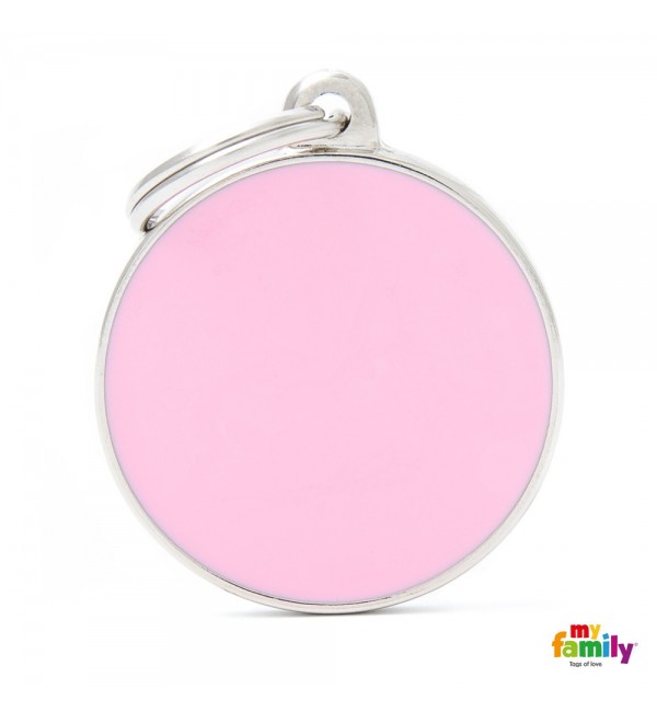 Dog Tag Basic Handmade Large Pink Circle