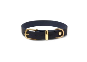 Leather Dog Collar - Butter Navy Blue