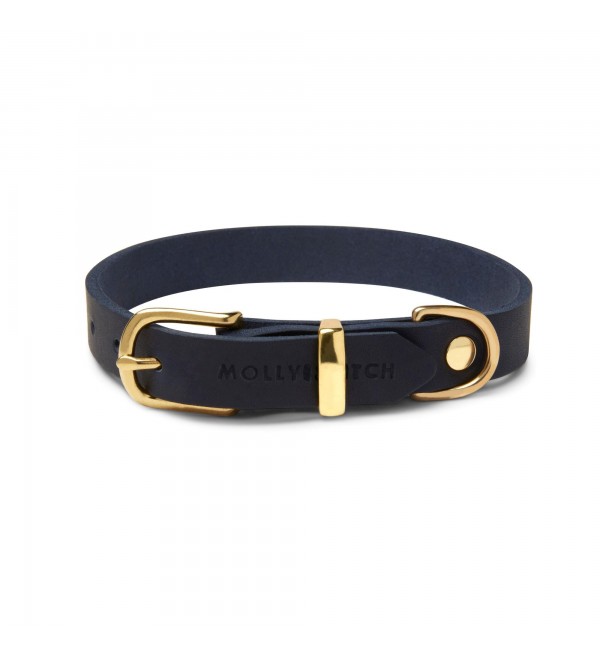 Leather Dog Collar - Butter Navy Blue