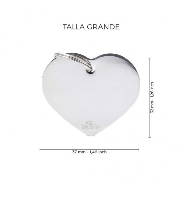 Chapa Perro Basic Corazón Plateado