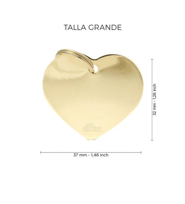 Chapa Perro Basic Corazón Dorado