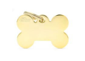 Chapa Perro Basic Hueso Dorado