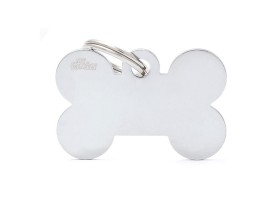 Chapa Perro Basic Hueso Plateado