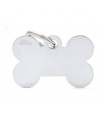 Chapa Perro Basic Hueso Plateado