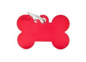 Chapa Perro Basic Hueso Rojo