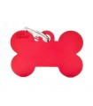 Chapa Perro Basic Hueso Rojo