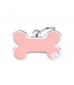 Chapa Perro Basic Handmade Hueso Rosa