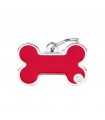 Chapa Perro Basic Handmade Hueso Rojo