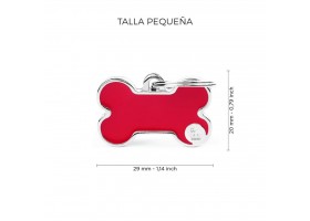 Chapa Perro Basic Handmade Hueso Rojo