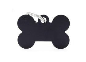 Chapa Perro Basic Hueso Negro