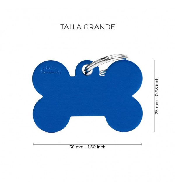 Chapa Perro Basic Hueso Azul