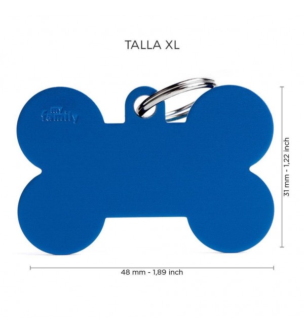 Chapa Perro Basic Hueso Azul