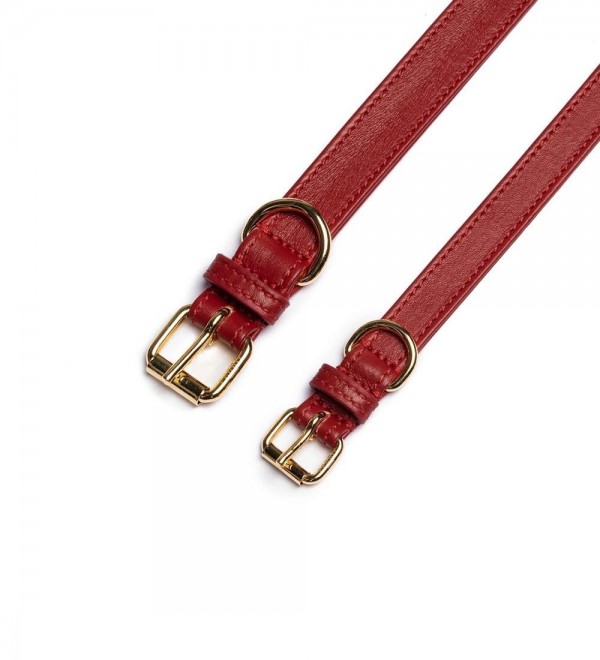 Leather Dog Collar Scarlet