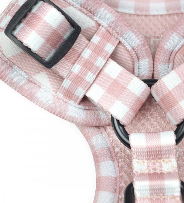 Small Dog Harness Pink Plaid