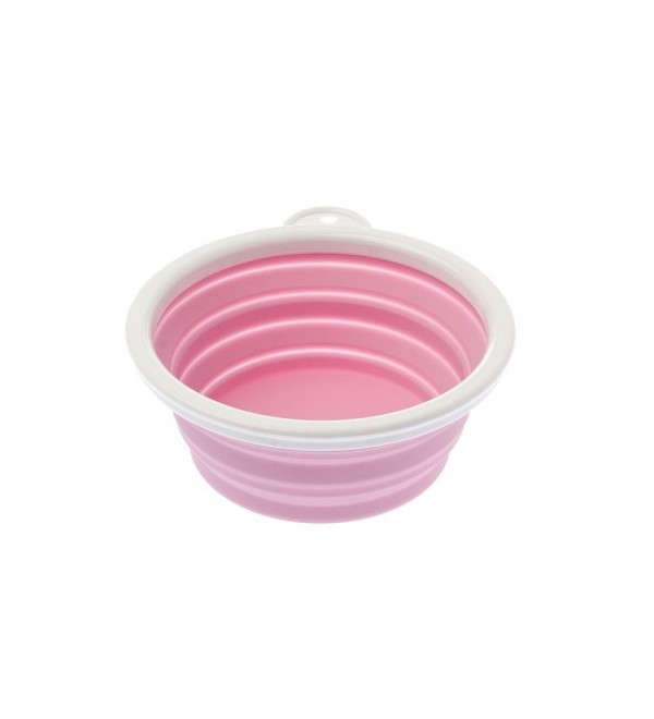 Folding dog bowl and water bowl - Travel Pink
