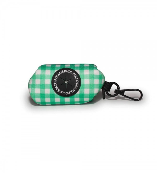 Dog Waste Bag Holder in Green Vichy