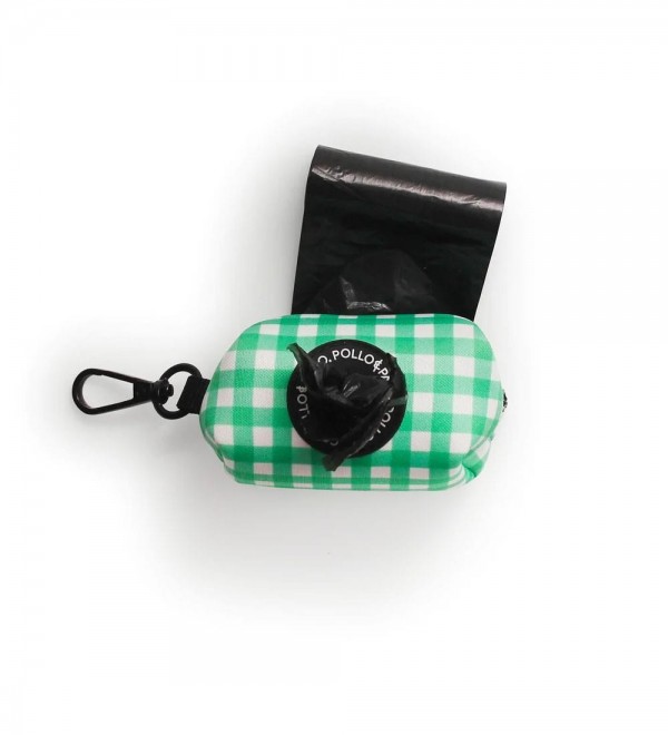 Dog Waste Bag Holder in Green Vichy