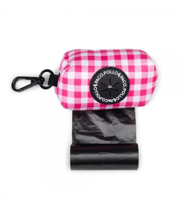 Pink Vichy Dog Bag Holder