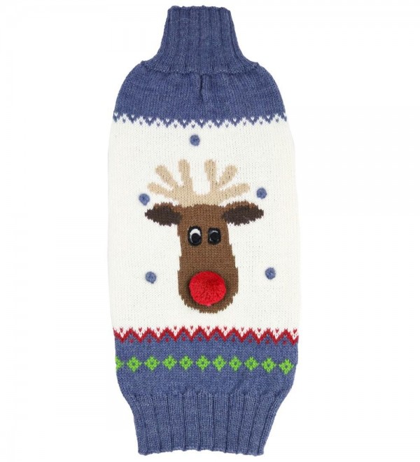 Blue Rudolph Christmas Dog Sweater