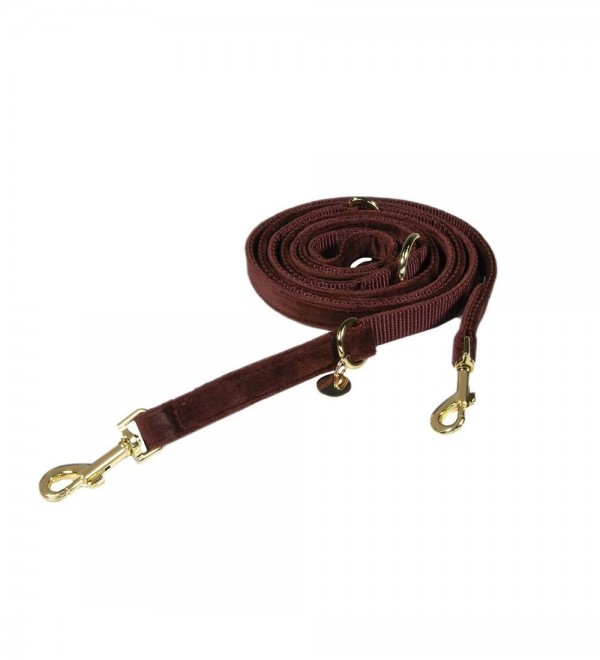 Burgundy Velvet Multiposition Dog Leash