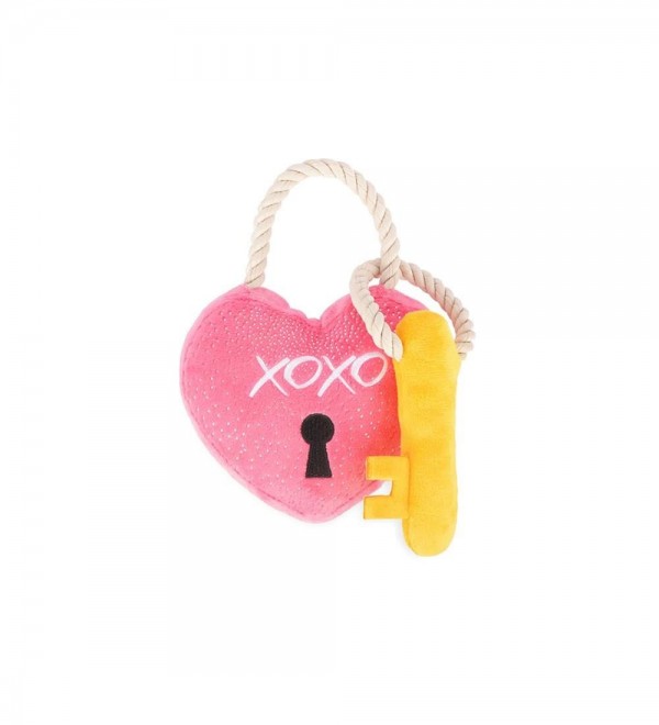 Plush Dog Heart with Key