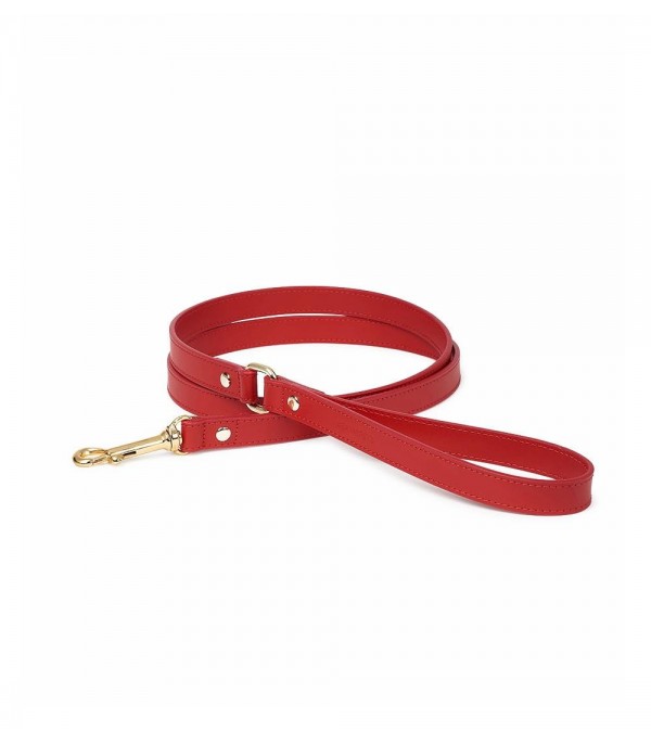 Leather Dog Leash - Nara Regular Red