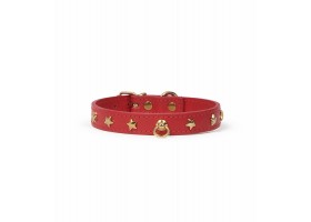 Collar Cuero Perro - Nara Toy Rojo