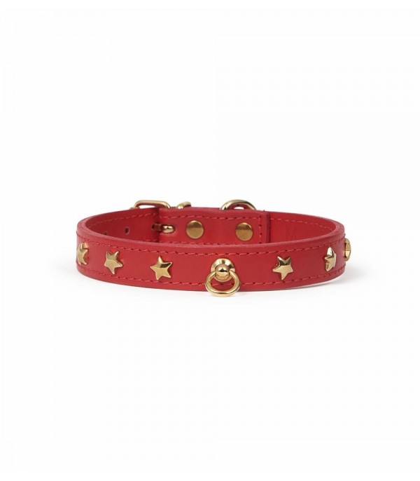 Leather Dog Collar - Nara Toy Red