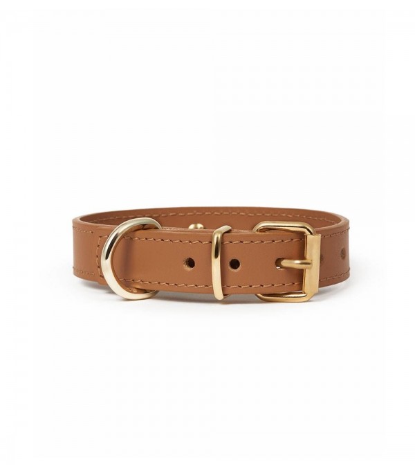 Leather Dog Collar - Nara Regular Camel