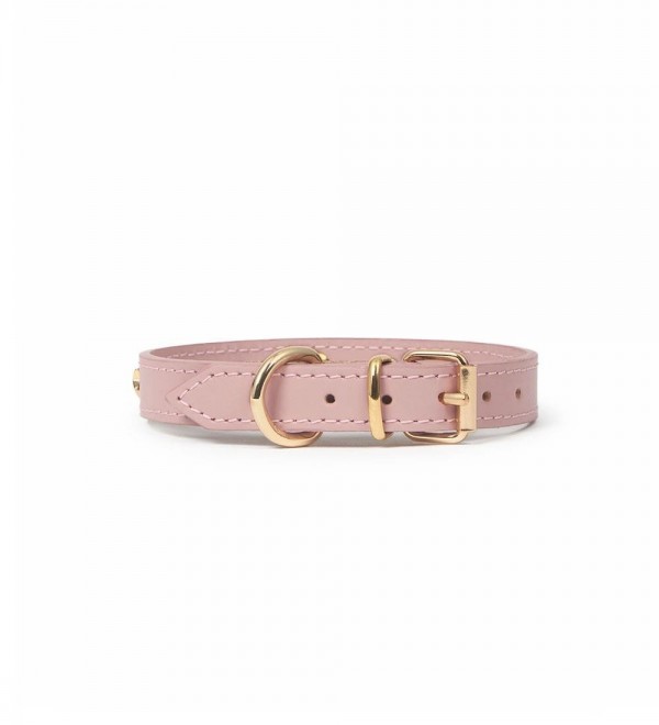 Collar Cuero Perro - Nara Toy Rosa