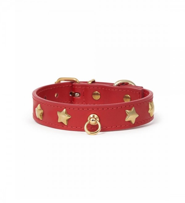 Collar Cuero Perro - Nara Regular Rojo