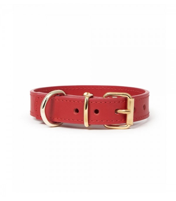 Leather Dog Collar - Nara Regular Red