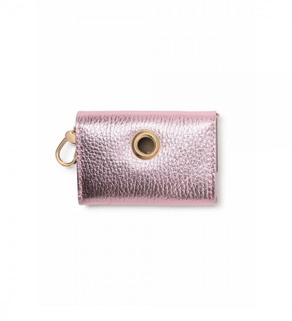 Hygienic Bag Holder Leather - Pink Metal