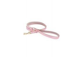 Small Dog Leather Leash - Metal Toy Pink