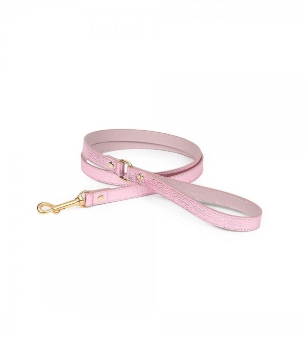 Leash Leather Dog Leash - Regular Pink Metal