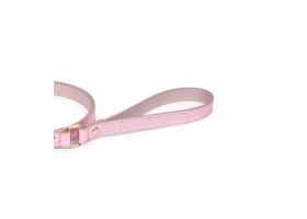 Leather Dog Leash - Metal Regular Pink