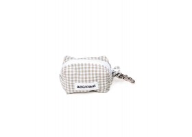 Dog waste bag holder in beige Vichy pattern
