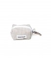Dog waste bag holder in beige Vichy pattern