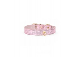 Collar Leather Dog - Regular Metal Pink