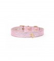 Collar Leather Dog - Regular Metal Pink