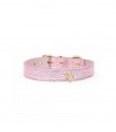 Leather Dog Collar - Metal Regular Pink