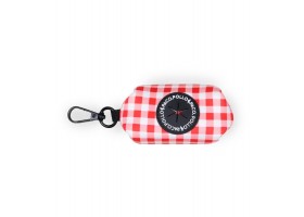 Red Vichy Dog Bag Holder