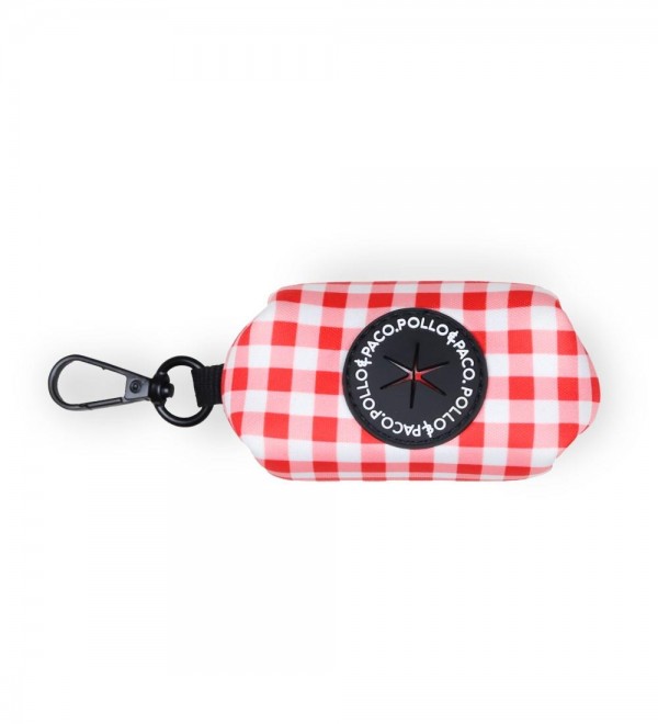 Red Vichy Dog Bag Holder