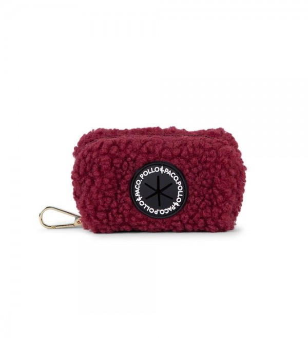 Burgundy Sheepskin Dog Poop Bag Holder