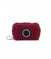 Burgundy Sheepskin Dog Poop Bag Holder